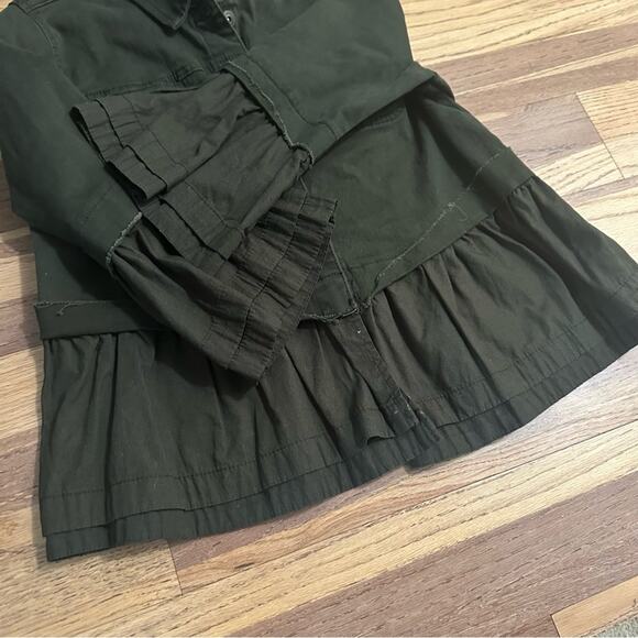 Style & Co Olive Green Button Jacket, Peplum, Utility, Bell Sleeves, Military, M - Picture 6 of 13
